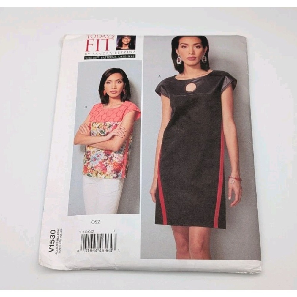Vogue Sandra Betzina Design Sewing Pattern Shift Dress One Size B1530 Uncut